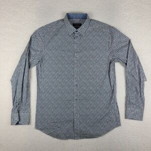 BUGATCHI Shirt Mens Medium Blue Shaped Fit Comfort Stretch Dress Button Up EC